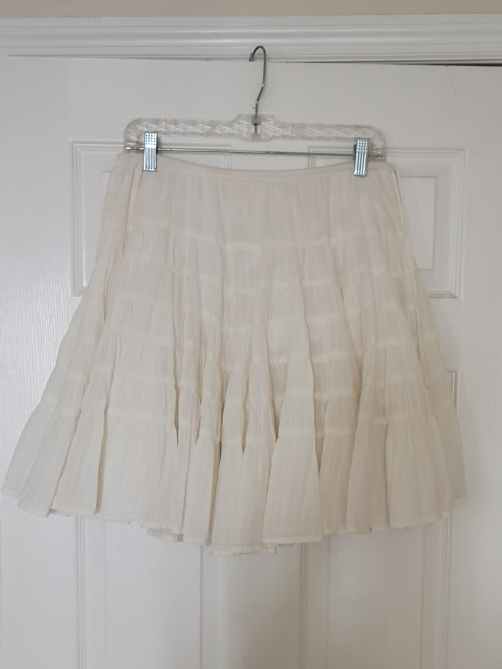 Free People Women's White Tiered Skater Skirt, Size L